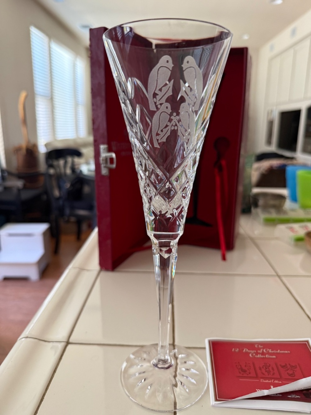 Waterford 4 Calling Birds Champagne Flute 2006 4th Edition